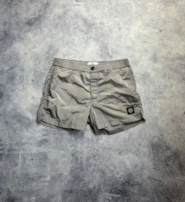Stone island silver nylon metal swim shorts