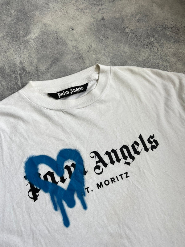 Palm angels white st moritz spray tee
