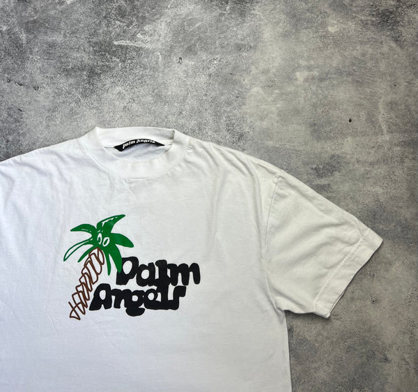 Palm angels white sketchy logo tee