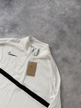 Nike dri-fit white 1/4 zip track top