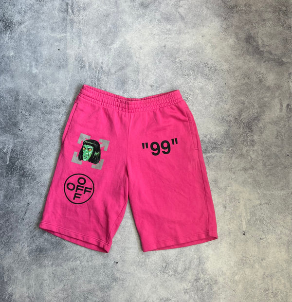 Off-white slim fit green man print shorts