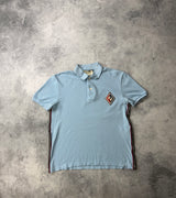 Gucci logo cotton blend polo shirt light blue