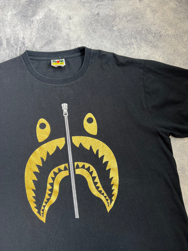 Bape gold shark face tee