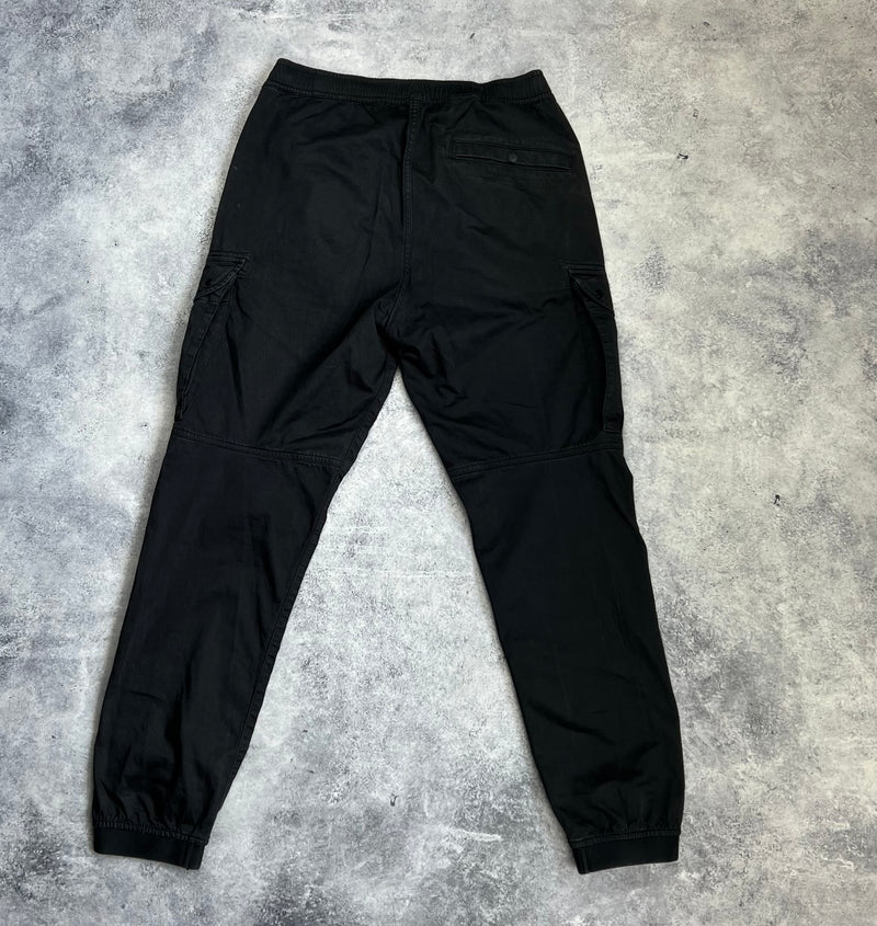 Stone island 2021 black cuffed cargo trousers