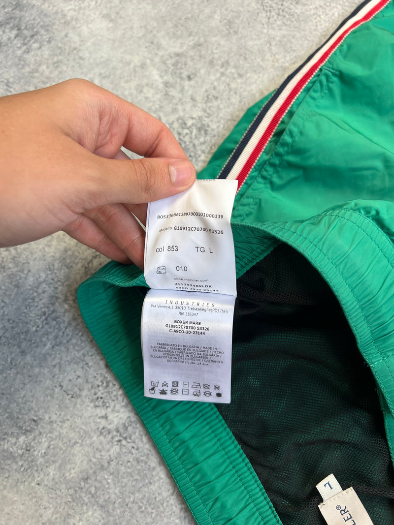 Moncler green swim shorts