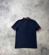 Prada navy polo shirt black badge