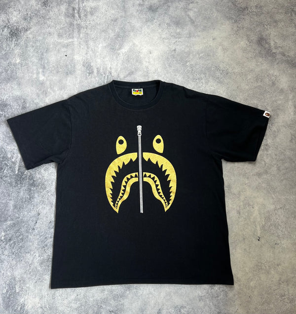 Bape gold shark face tee