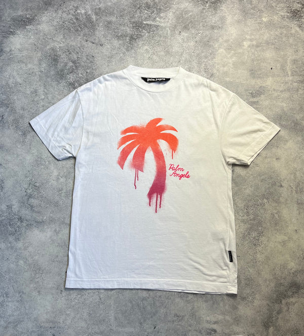 Palm angels white sprayed palm tee