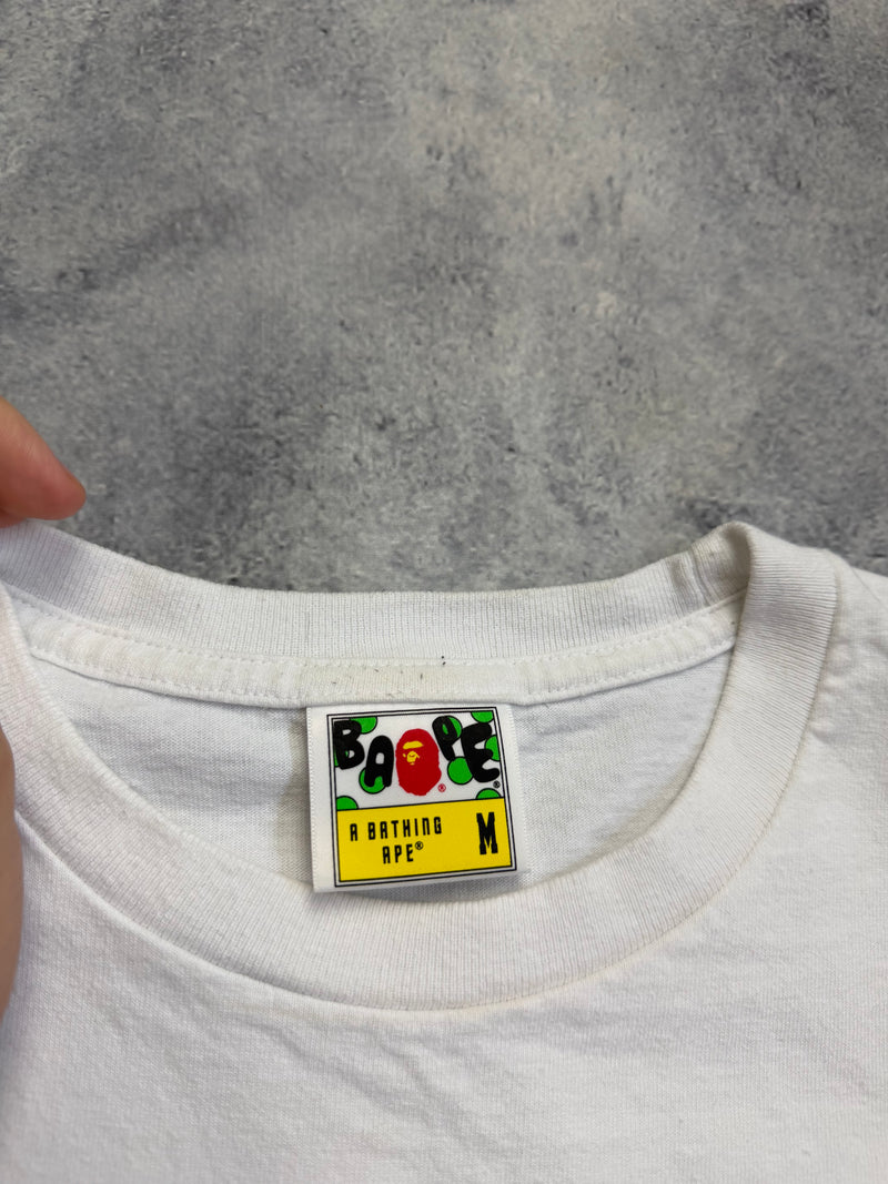 Bape blue camo shark graphic white tee