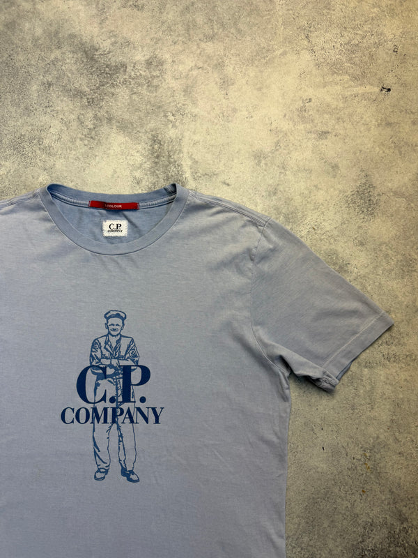 CP company logo print pastel blue tee