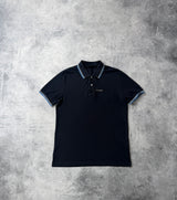 Prada navy polo shirt black badge