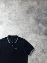 Prada navy polo shirt black badge