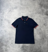Prada navy polo shirt black badge