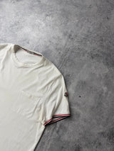 Moncler white arm logo tee with pocket